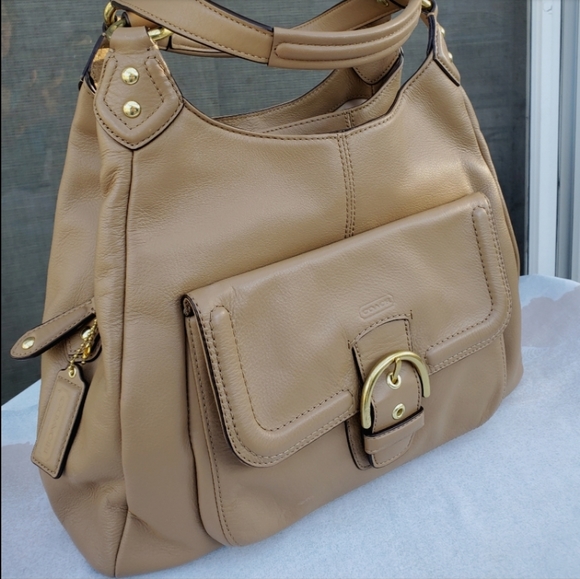 Coach Handbags - Coach Campbell F24686 Leather Dark Tan  Brown Hobo Shoulder Bag Tote Like New